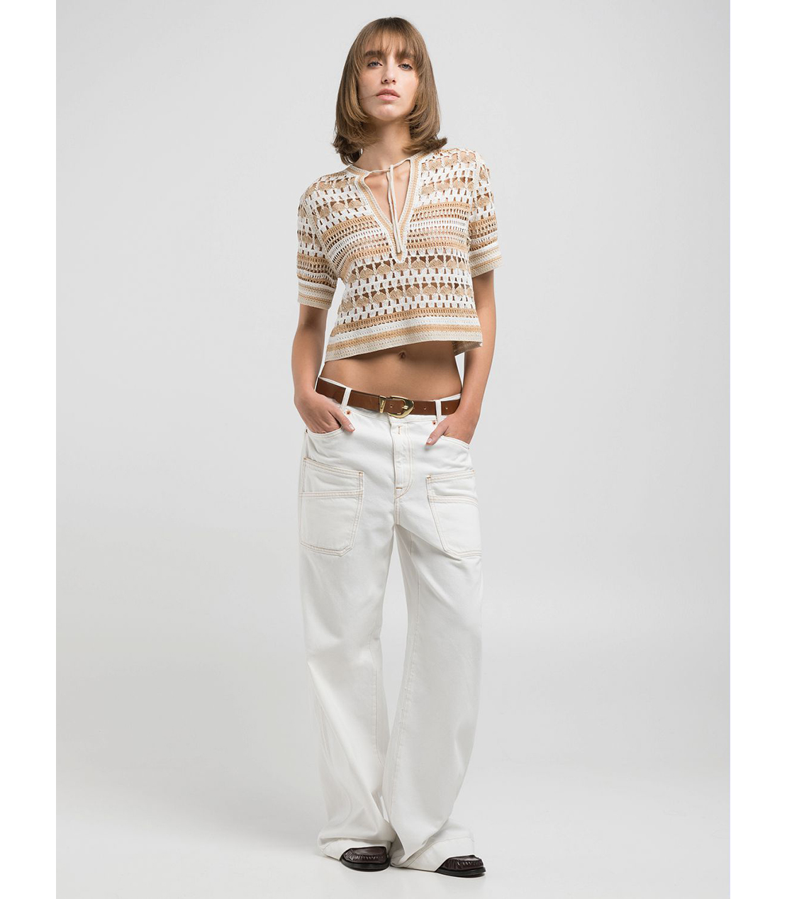 かぎ針編みエフェクトトップ 詳細画像 ベージュ 3